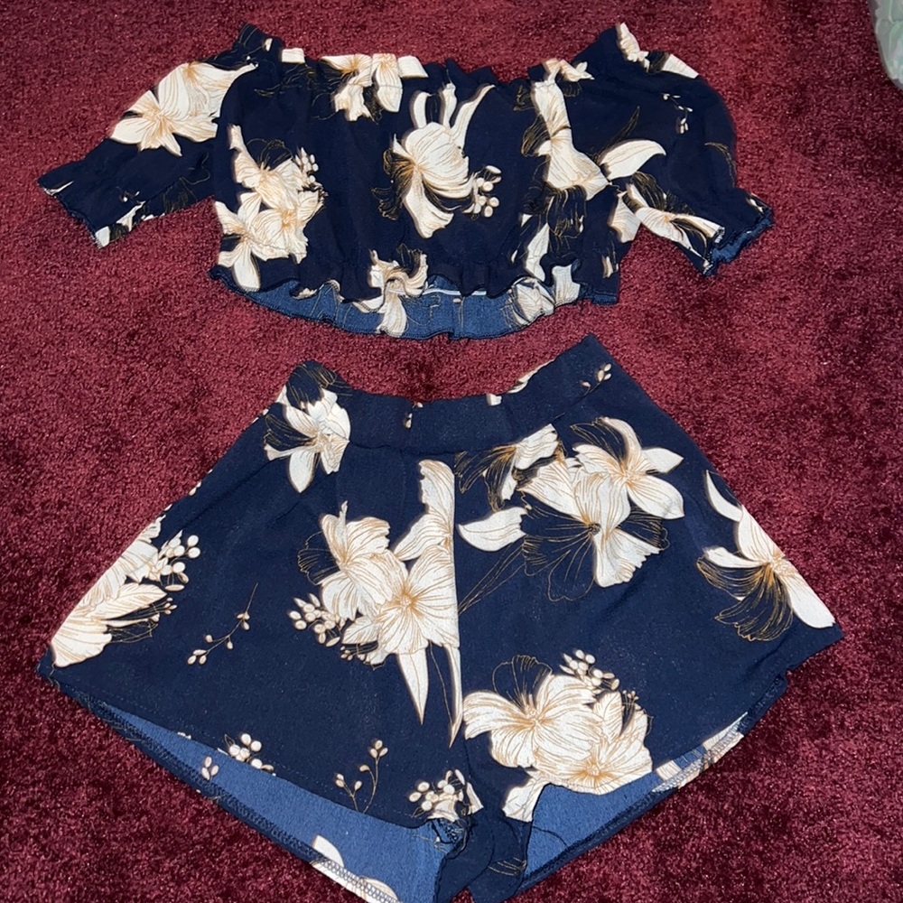 Navy Blue Two Piece Set